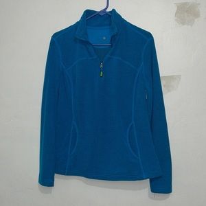 Size L Women's Tangerine Blue Quarter Zip Fleece Jacket
